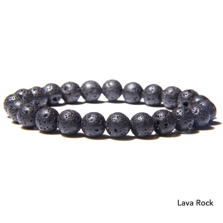 Lava Rock Armband Kristall schwarze Perlen elastisch Nahaufnahme Produktfoto