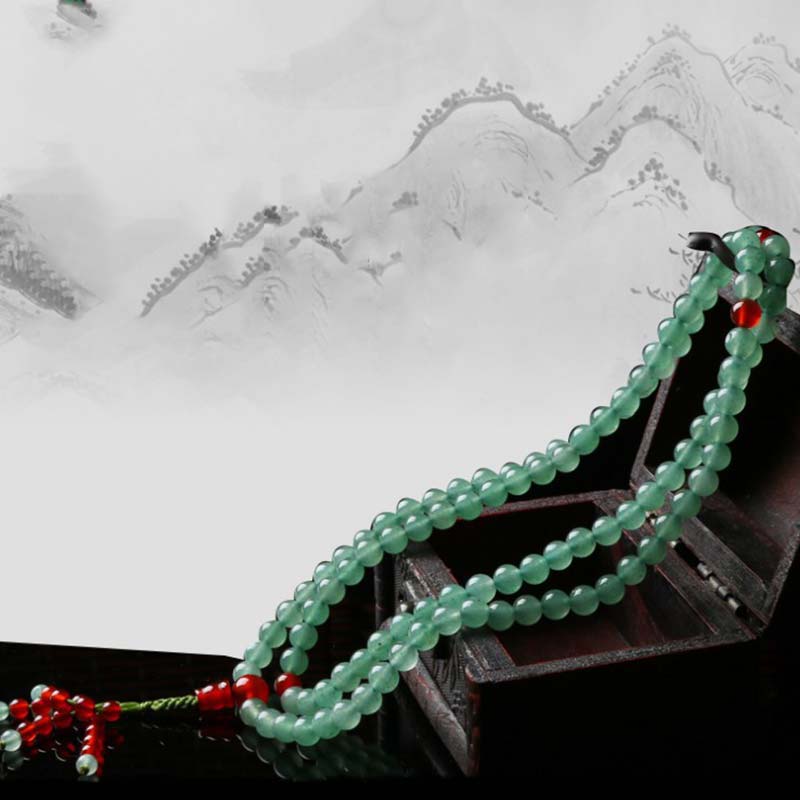 Mala Grüner Aventurin Roter Achat Berglandschaft Naturstein Perlenarmband