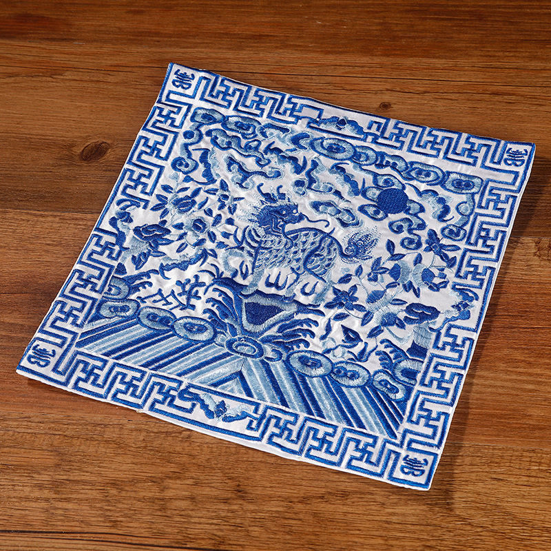 Tee Untersetzer Kranich Phönix Drache Kirin Blau-Weißer Kirin