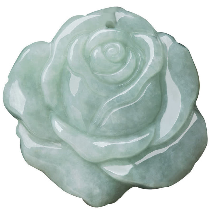 Jade Anhänger Rose Blume grün Schnitzerei