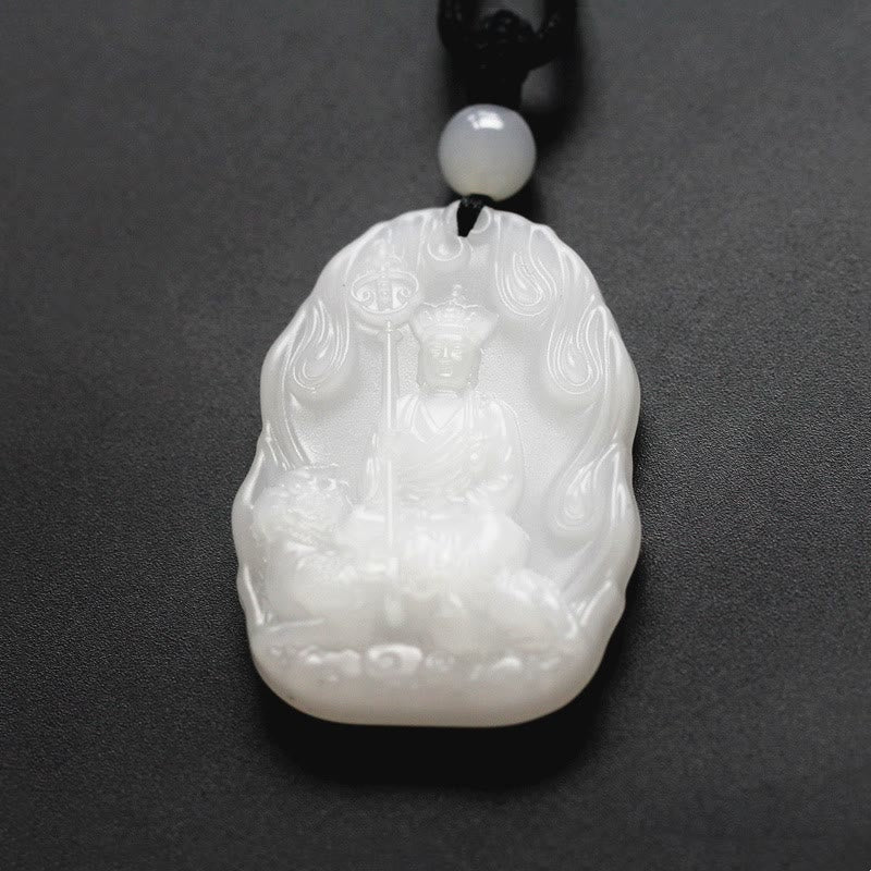 Kette Buddha Liuli Ksitigarbha Klarheit weiß Jade Anhänger