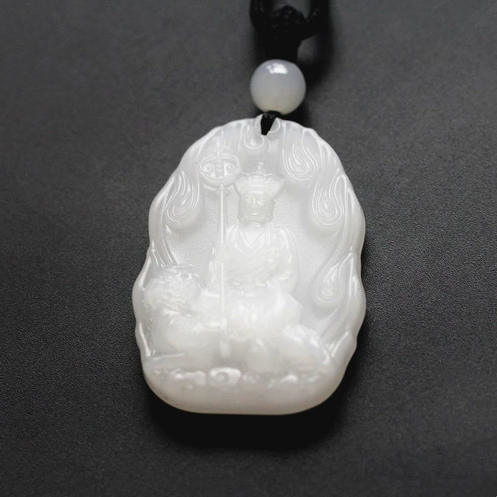 Kette Buddha Liuli Ksitigarbha Klarheit weiß Jade Anhänger