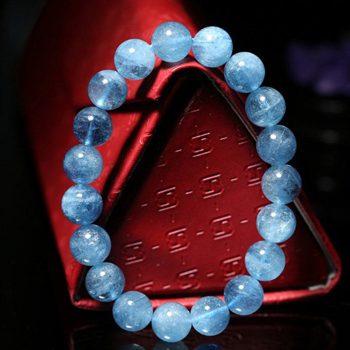 Armband Aquamarin Perlen "Frieden Heilung Energie"