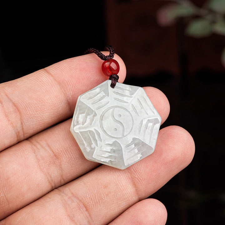 Kette Jade Yin Yang Bagua Natur Glück Anhänger