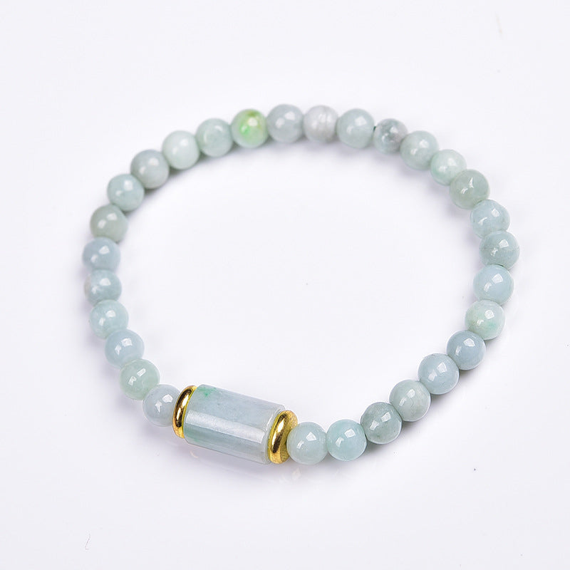 Jade Armband mit hellgrünen Perlen und goldenem Zylinder Verschluss