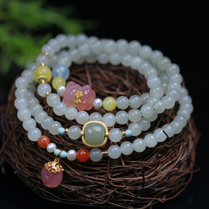 Armband Kristall Jade – Frieden & Glück mehrreihig Naturstein elegant