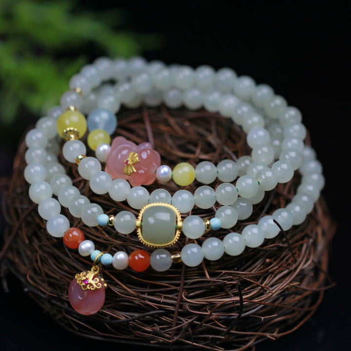 Armband Kristall Jade – Frieden & Glück mehrreihig Naturstein elegant
