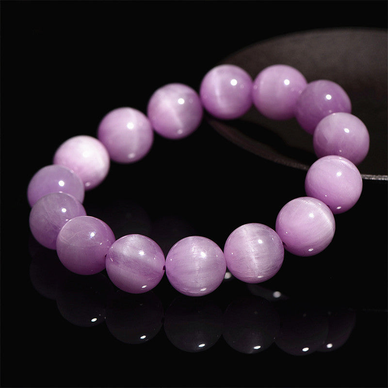 Kunzit Armband mit rosafarbenen Perlen Naturstein elastisch