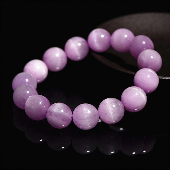 Kunzit Armband mit rosafarbenen Perlen Naturstein elastisch