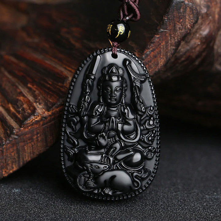 Buddha Anhänger Obsidian Kette Geburtsbuddha Schmuck