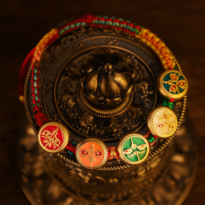 Armband Five Five – Glück & Wohlstand mit bunten Medaillons und goldenem Kugel