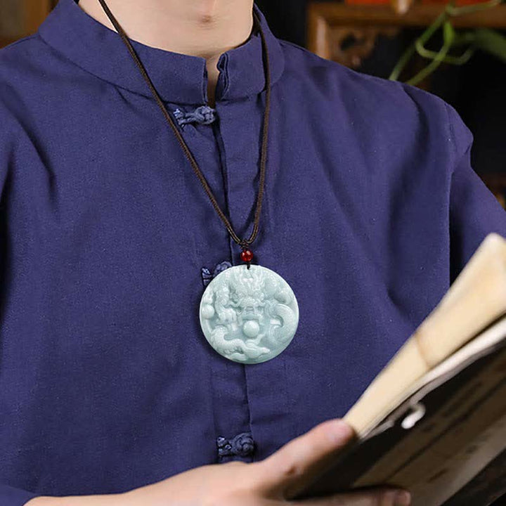 Drachen Jade Anhänger Grün Schutz Wohlstand