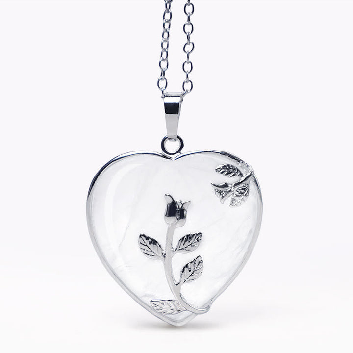 Silberne Herzkette mit Blume Aventurin Anhänger Heilung Harmonie elegant