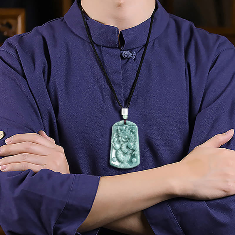Jade Drachen Anhänger Stärke Glück Schutz