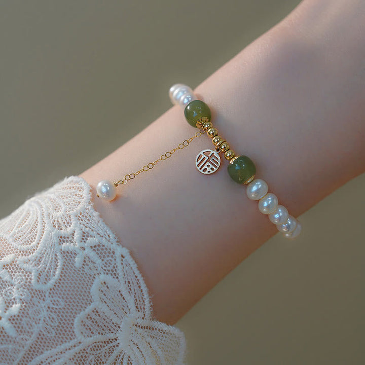 Armband Perle Jade – Glück elegantes Design grüne Edelsteine Perlen
