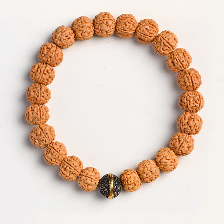 Bodhi Armband mit schwarzem Stein Naturperlen elastisch Wohlstand