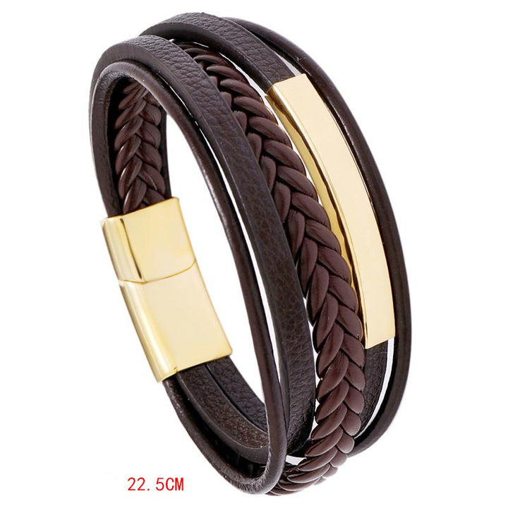 Armband Leder Titanstahl Minimalistisch - Glück
