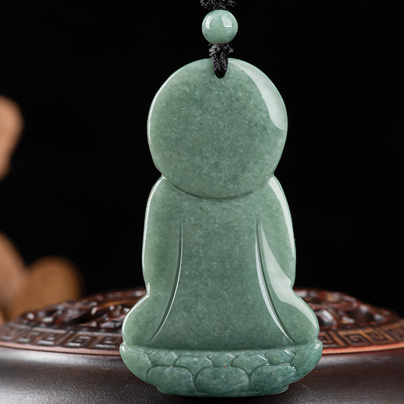 Jade Anhänger Kette Amitabha Buddha Mitgefühl grün