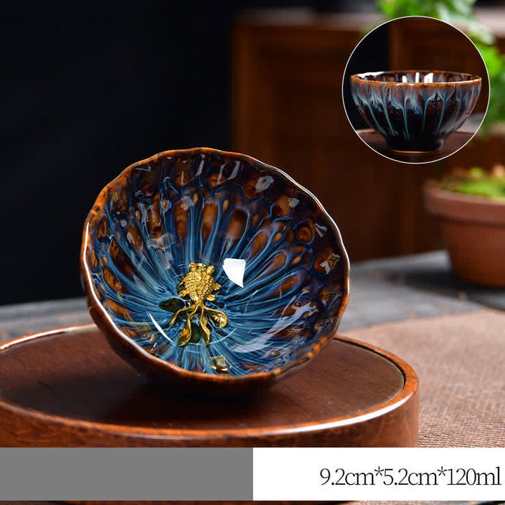 Große Teetasse Gold / Koi-Fisch