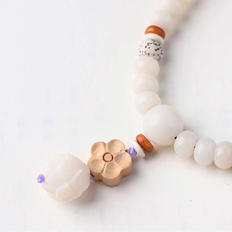Armband weiße Jade Bodhi Lotus Perlen Segen Naturstein elastisch