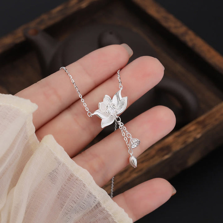 Kette Sterlingsilber Lotus Blume Erleuchtung Anhänger