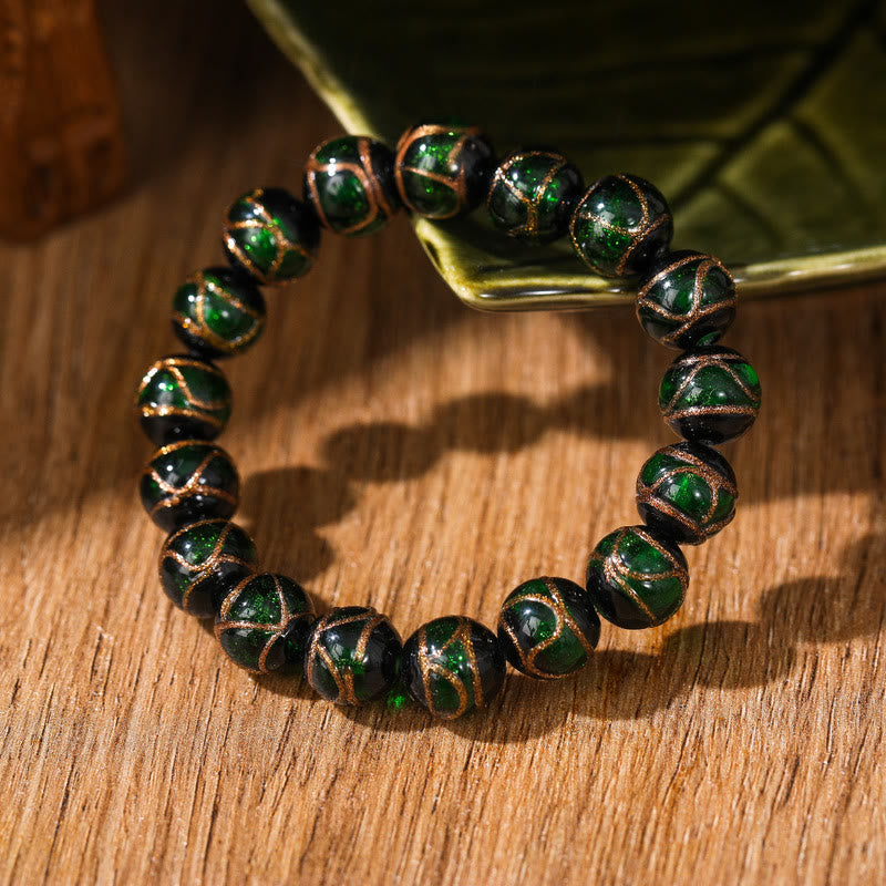 Armband Classic – Glück & Wohlstand mit grünen Steinen Perlen elegant.
