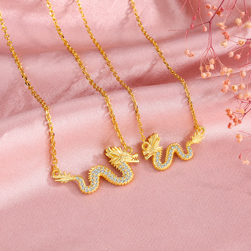 Kette 925er Silber Drachen Jahr Glück gold Zirkonia