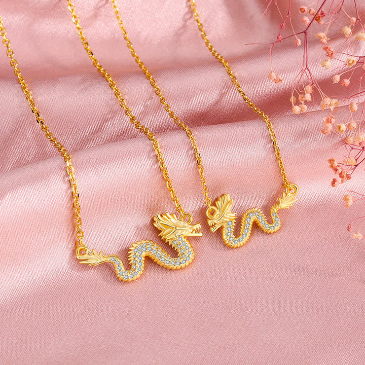 Kette 925er Silber Drachen Jahr Glück gold Zirkonia