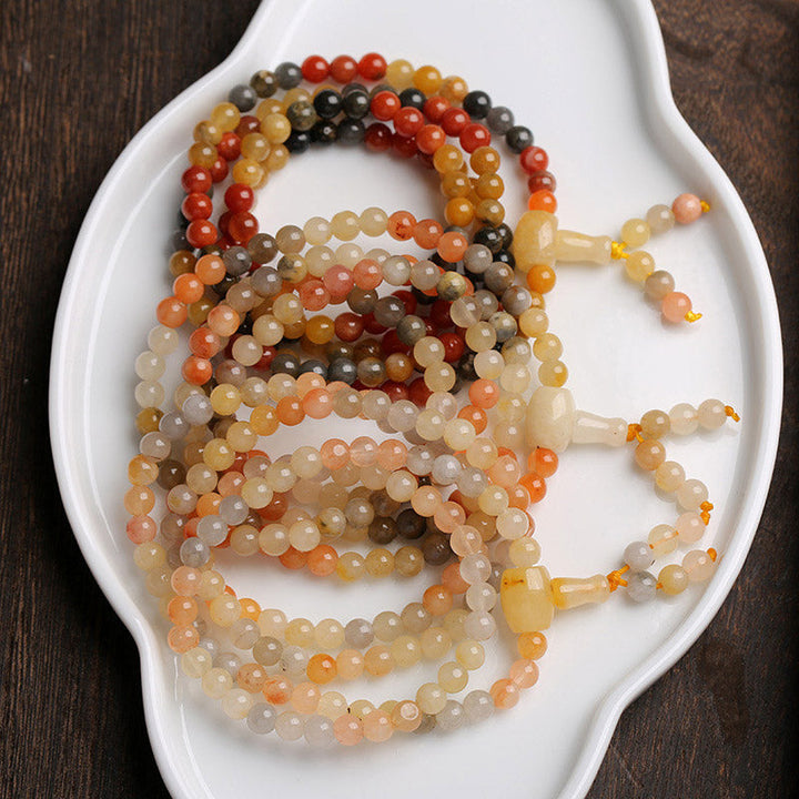 Mala 108 Perlen Roter Achat Armband Naturstein orange braun Perlen