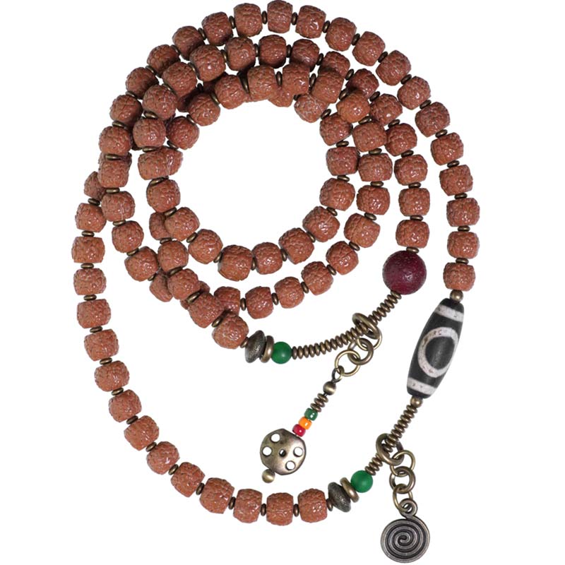 Mala Bodhi Glück Energie Rudraksha Perlen Silber Anhänger Grün