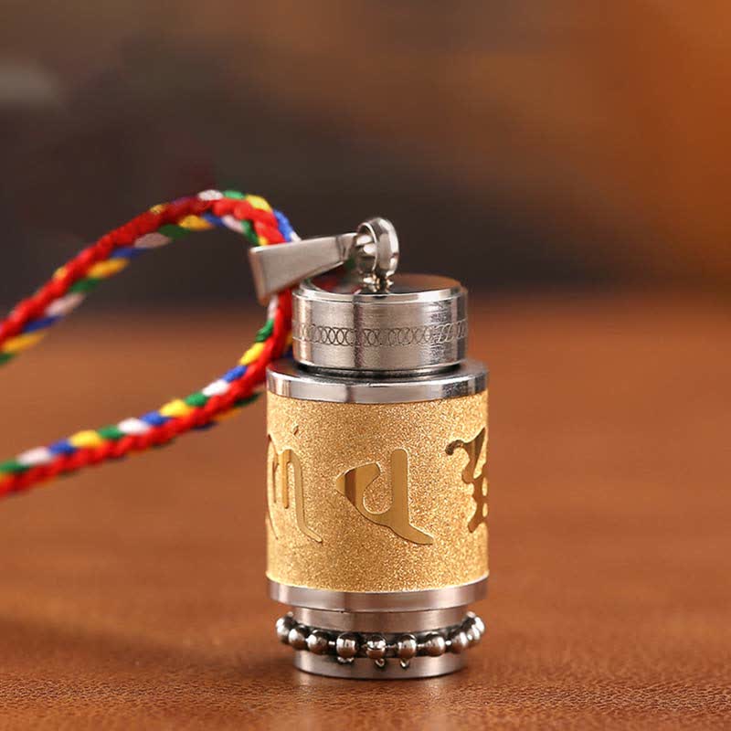 Titanium – Weisheit – Echter Naturstein – Titanium Weisheit Anhänger goldfarben mit buntem Seil Kordel Schmuck