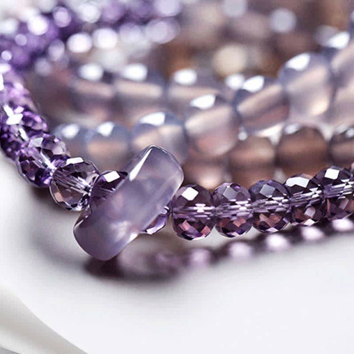 Amethyst Kristall Armband elastisch violett Heilstein Perlen Schmuck