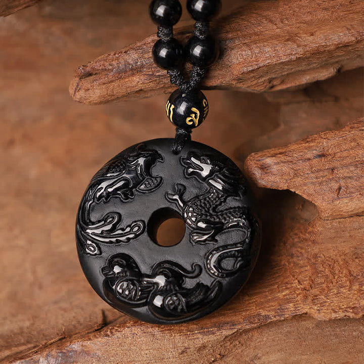 Anhänger Kette Obsidian Drachen Phönix – Schutz