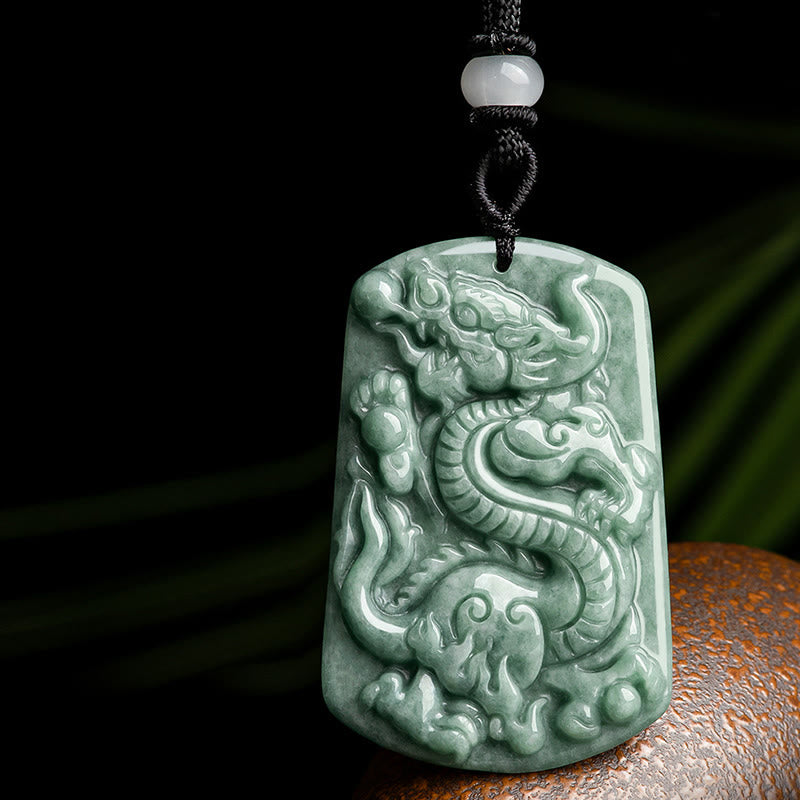 Kette Jade Drachen Amulett Tierkreis Erfolg grün