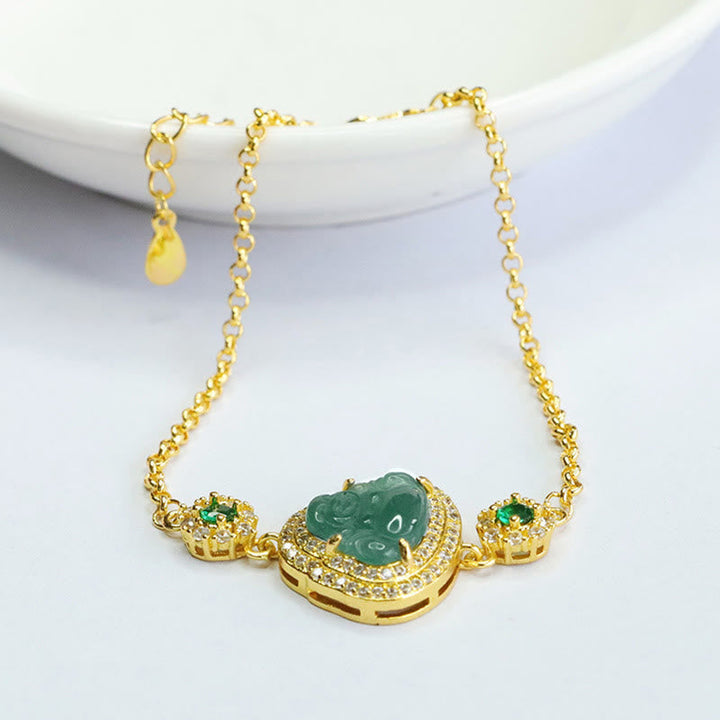 Armband Jade Buddha Lachend Gold Glück