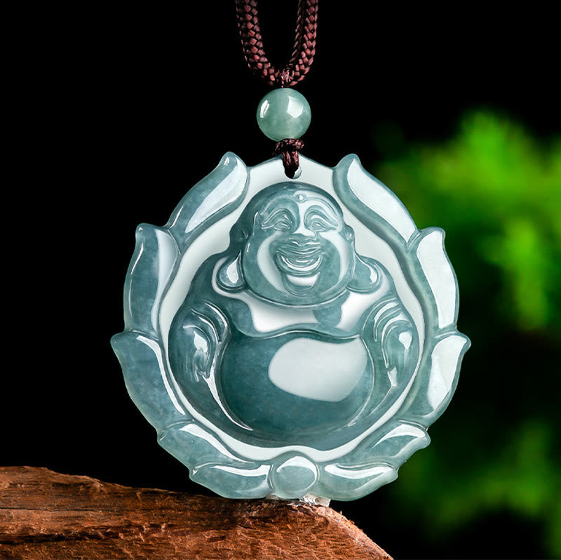 Kette Grüne Jade Lachender Buddha Kraft