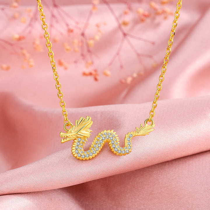 Kette 925er Silber Drachen Jahr Glück gold Zirkonia