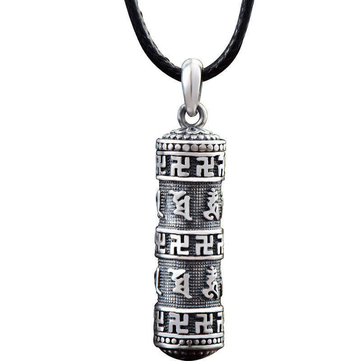 Anhänger Kette Tibetischer Gebetszylinder Silber Sanskrit Mantra