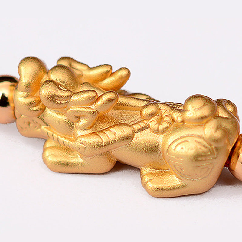 Armband Pixiu "Glück" Rotband - 24K Vergoldet