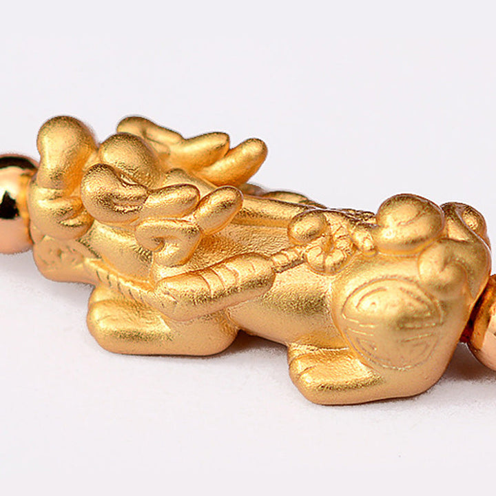 Armband Pixiu "Glück" Rotband - 24K Vergoldet