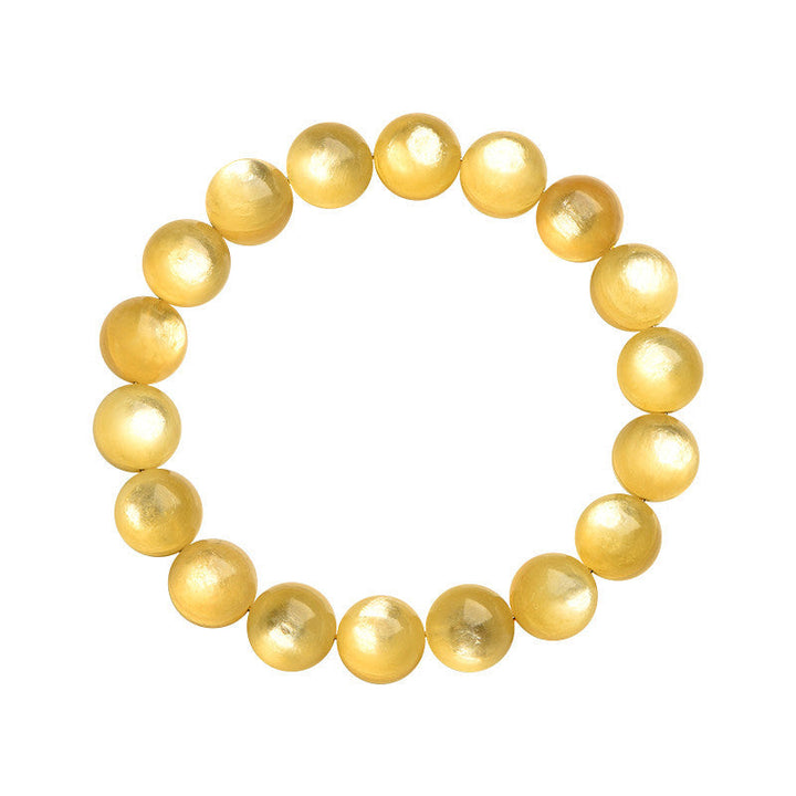Goldenes Perlenarmband – Schutz & Wohlstand & Harmonie elastisch.
