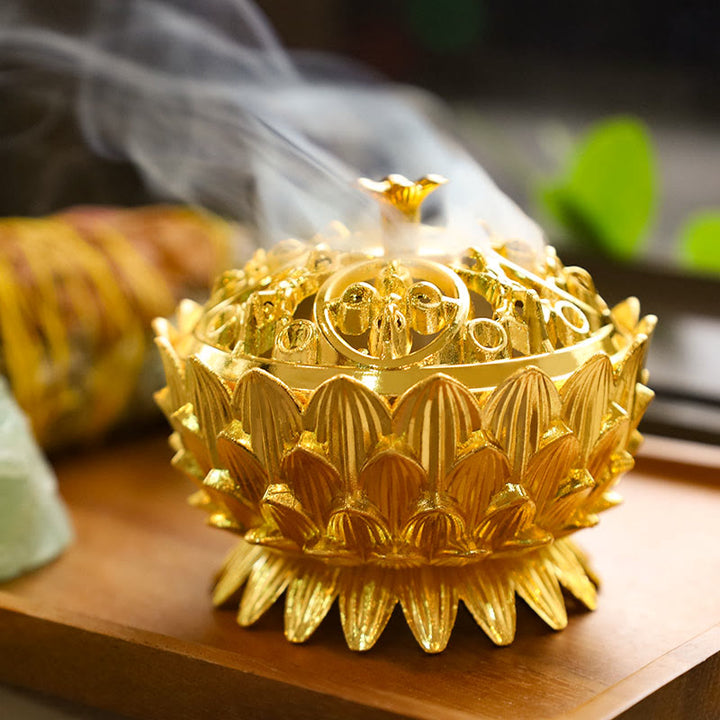 Räuchergefäß Lotus Tibetisch Gold