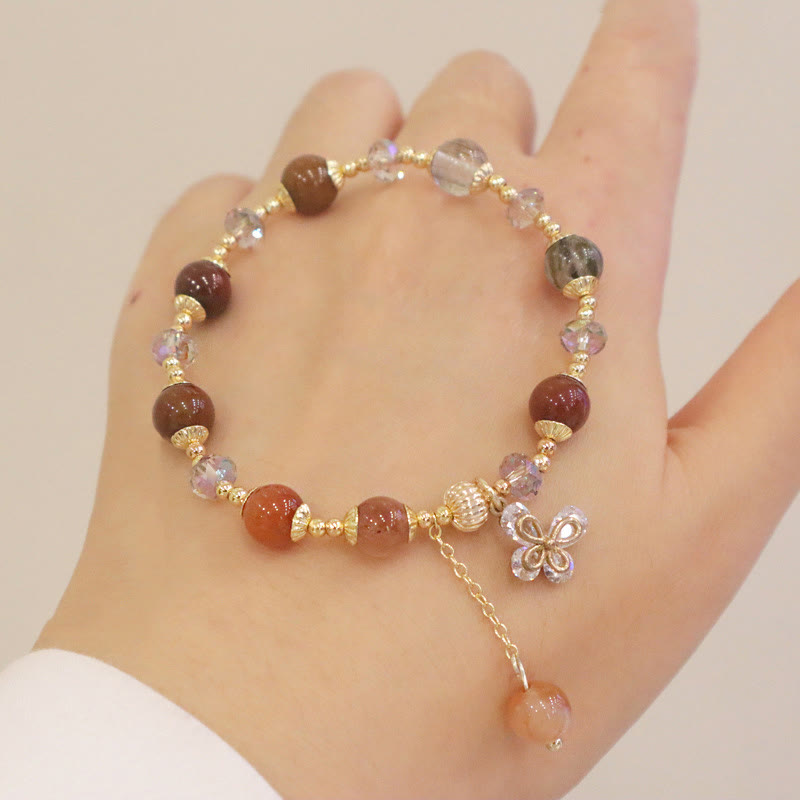 Armband Kristall Schmetterling – Wohlstand elastisch Naturstein elegant Hand