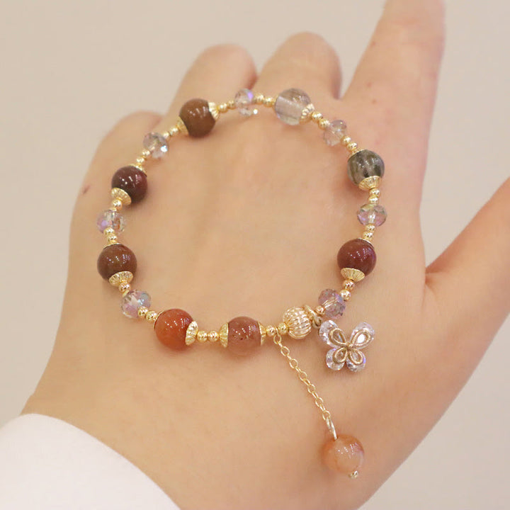 Armband Kristall Schmetterling – Wohlstand elastisch Naturstein elegant Hand