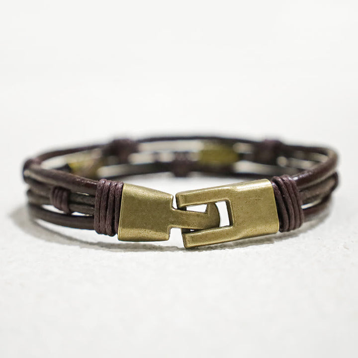 Armband Leder Braun Vintage Mehrreihig Kordel