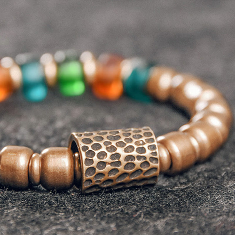 Armband Kupfer Colorful mit bunten Perlen Wohlstand elastisch