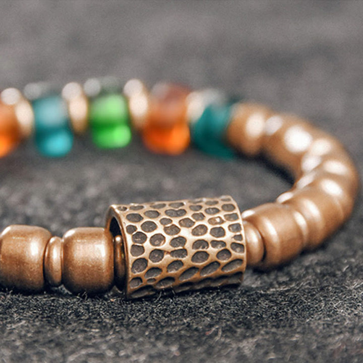 Armband Kupfer Colorful mit bunten Perlen Wohlstand elastisch