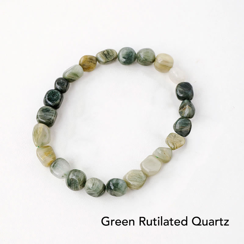 Grünes Rutilquarz Armband Kristall Naturstein elastisch Perlen