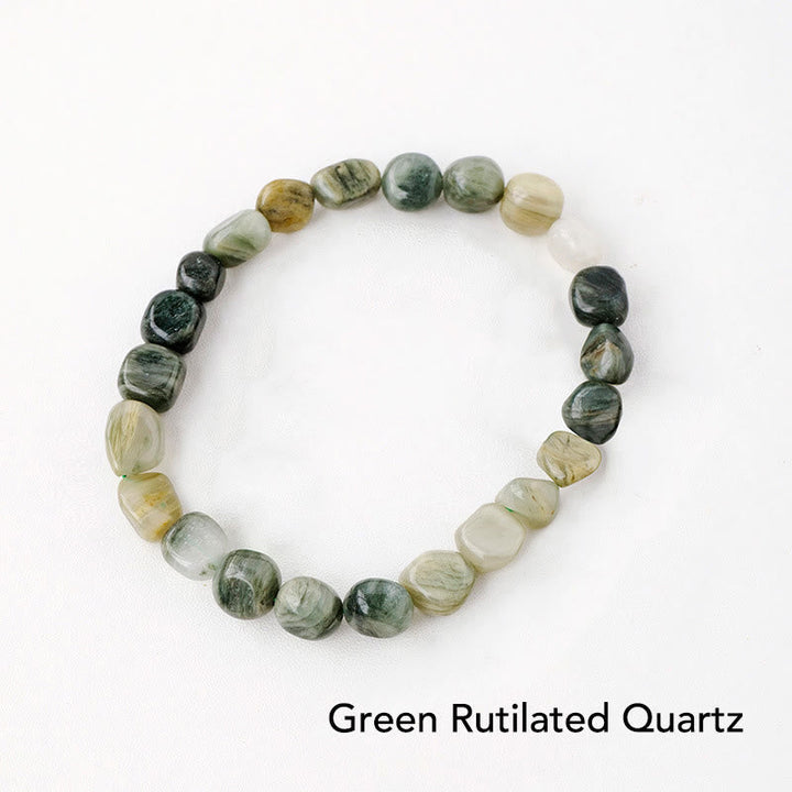 Grünes Rutilquarz Armband Kristall Naturstein elastisch Perlen