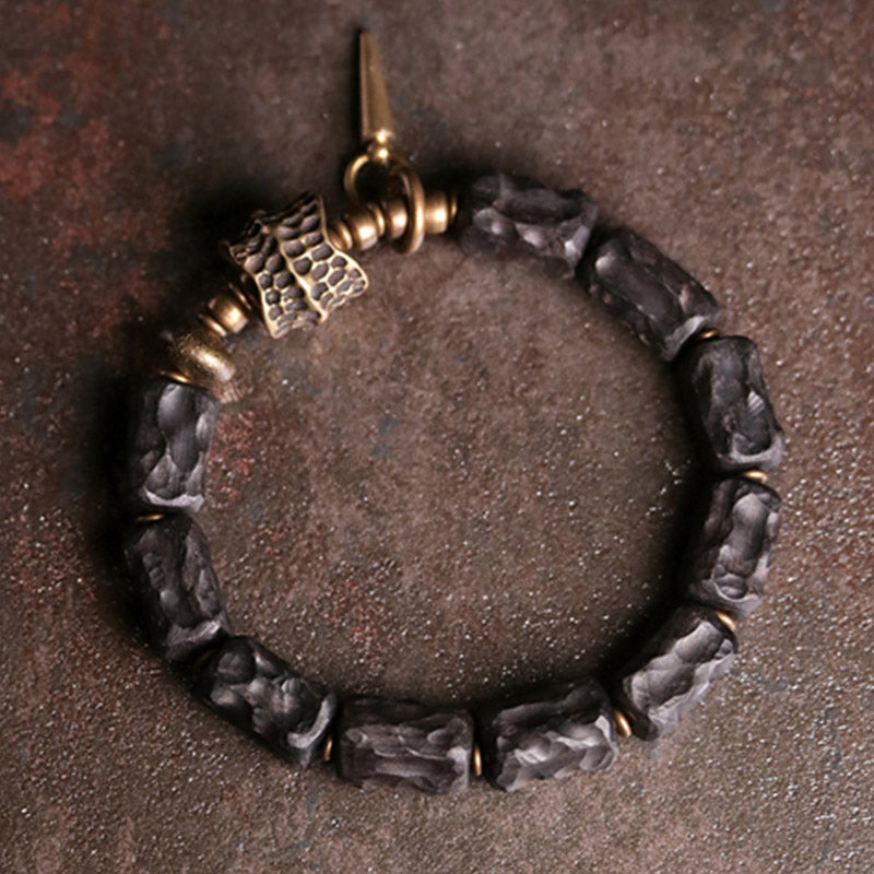 Armband Kupfer Ebenholz Paar – Schutz & Balance mit Metallverschluss getragen